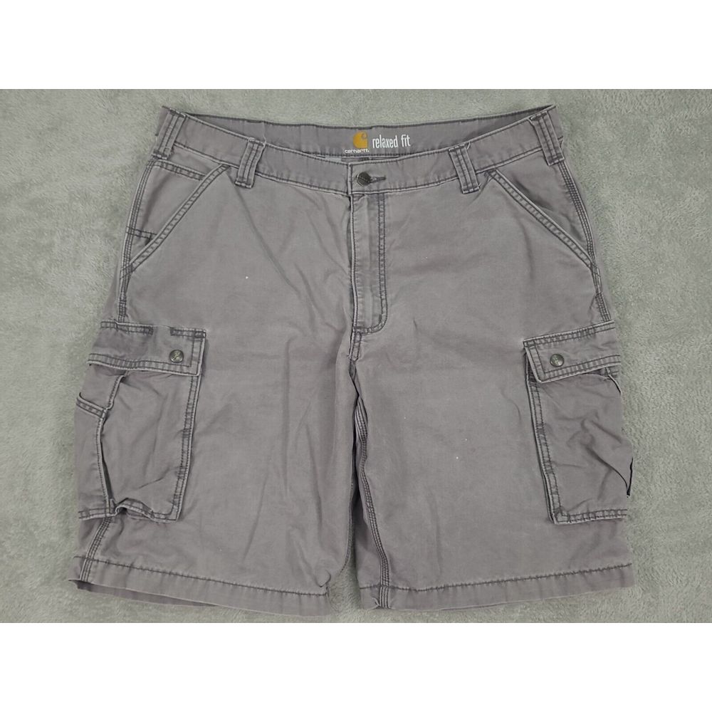Carhartt Rugged 40 Gray Workwear Flat Front Cargo Thick Relaxed 10" Inseam